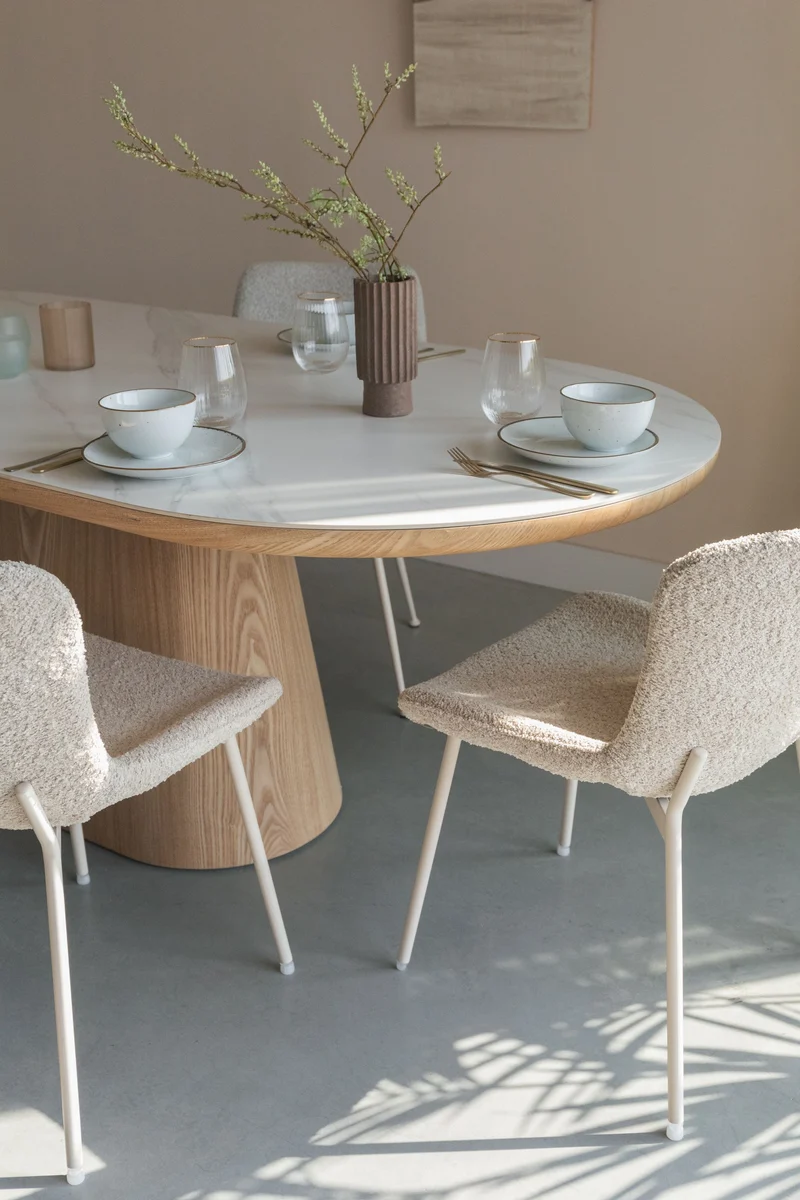 White Label Living Esstisch Almira Oval 200 – Nussbaum, 200 × 90 × 77 cm