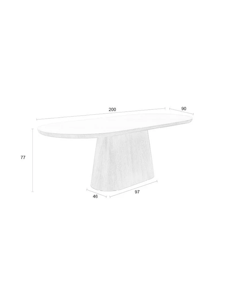 White Label Living Esstisch Almira Oval 200 – Nussbaum, 200 × 90 × 77 cm