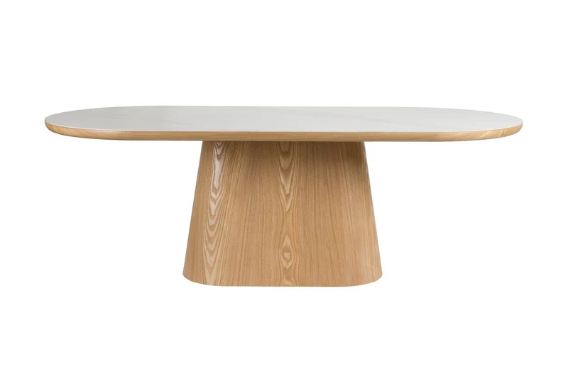 White Label Living Esstisch Almira Oval 200 – Eiche, 200 × 90 × 77 cm