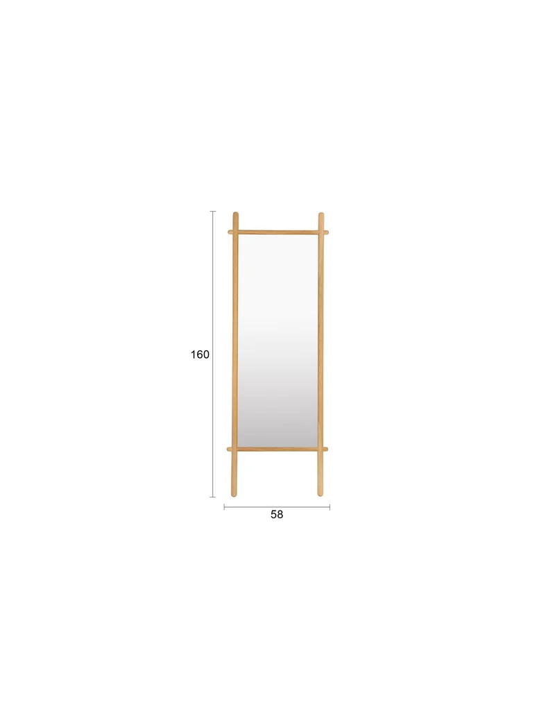 White Label Living Spiegel Solene – Natur, Massives Eichenholz, 3,6 × 58 × 160 cm