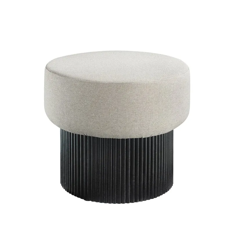 Sitzpouf mit Stauraum und Lamellenoptik – Schwarz/Grau, Ø 50 cm