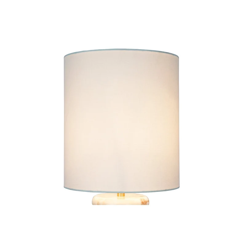 Tischleuchte mit Marmorfuß und Leinenschirm – Beige, 65 cm