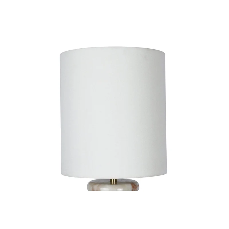 Tischleuchte mit Marmorfuß und Leinenschirm – Beige, 65 cm