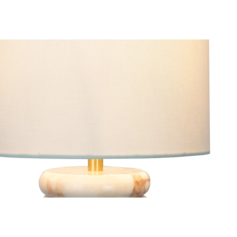 Tischleuchte mit Marmorfuß und Leinenschirm – Beige, 65 cm