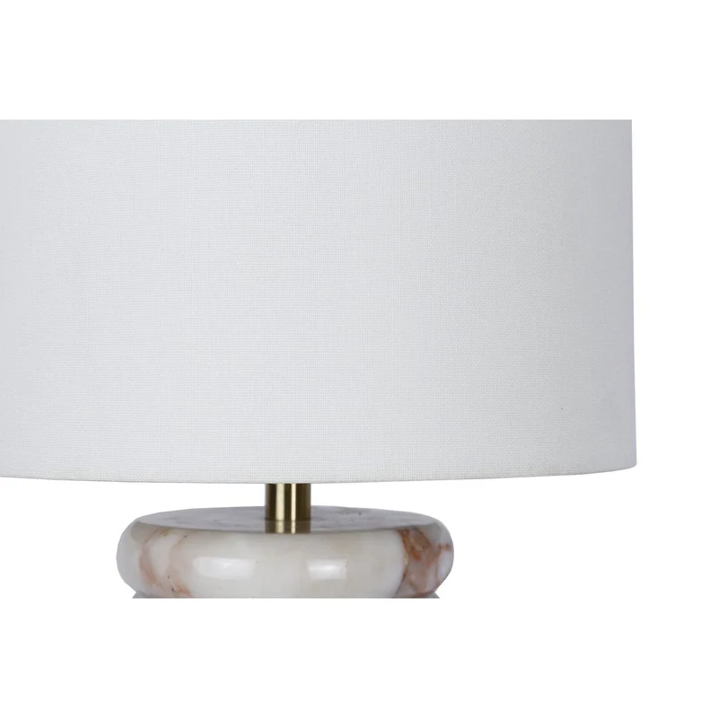 Tischleuchte mit Marmorfuß und Leinenschirm – Beige, 65 cm