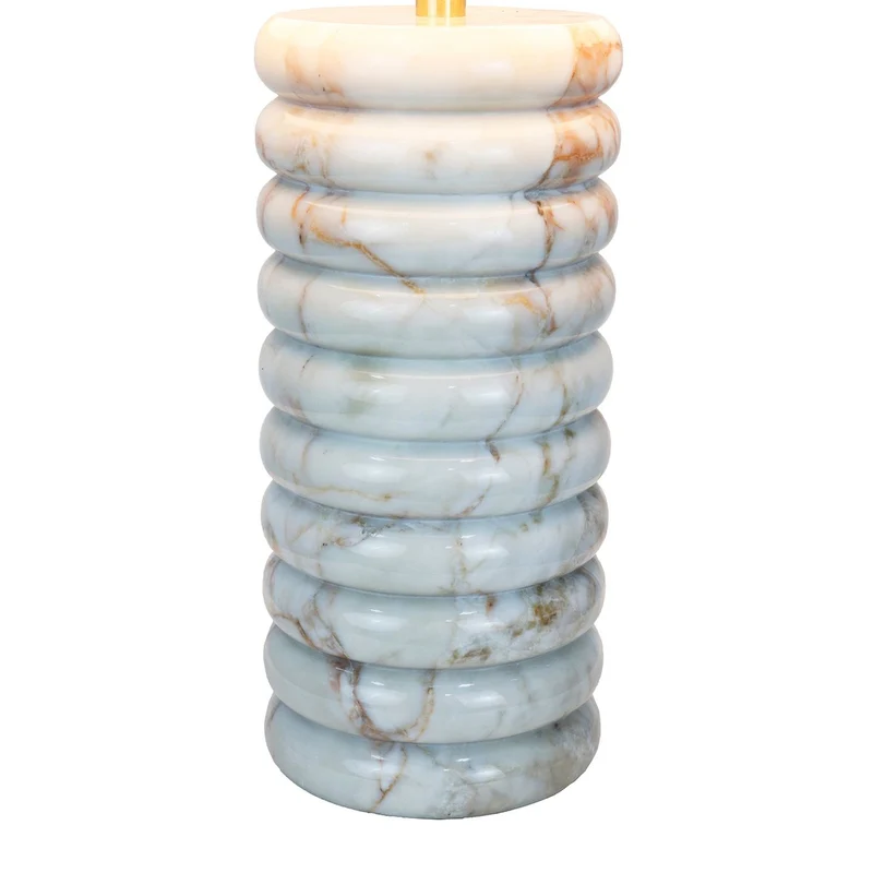 Tischleuchte mit Marmorfuß und Leinenschirm – Beige, 65 cm