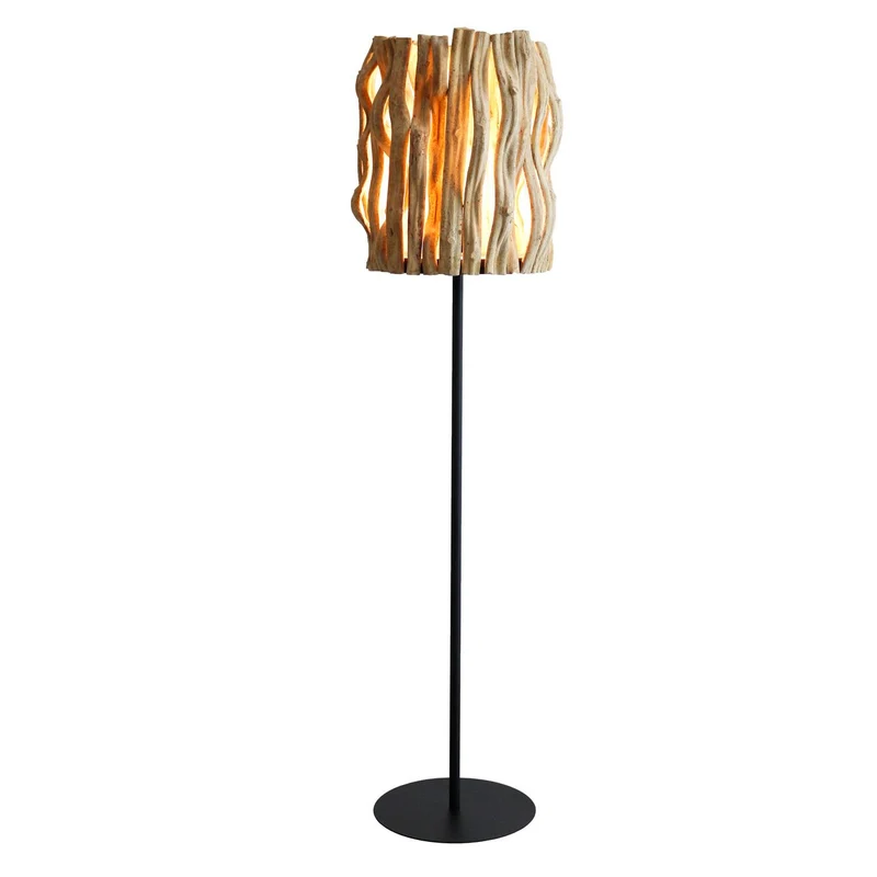 Stehleuchte aus Treibholz – Natur/Schwarz, 140 cm