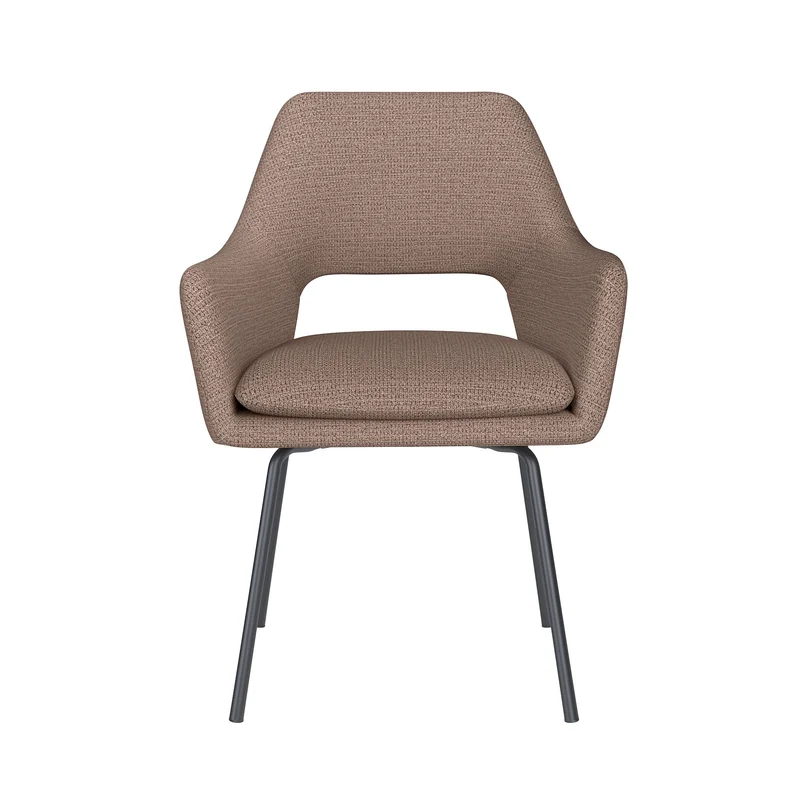 White Label Living Stuhl Mos Taupe 4 Metallbeine – 59 × 59 × 85 cm