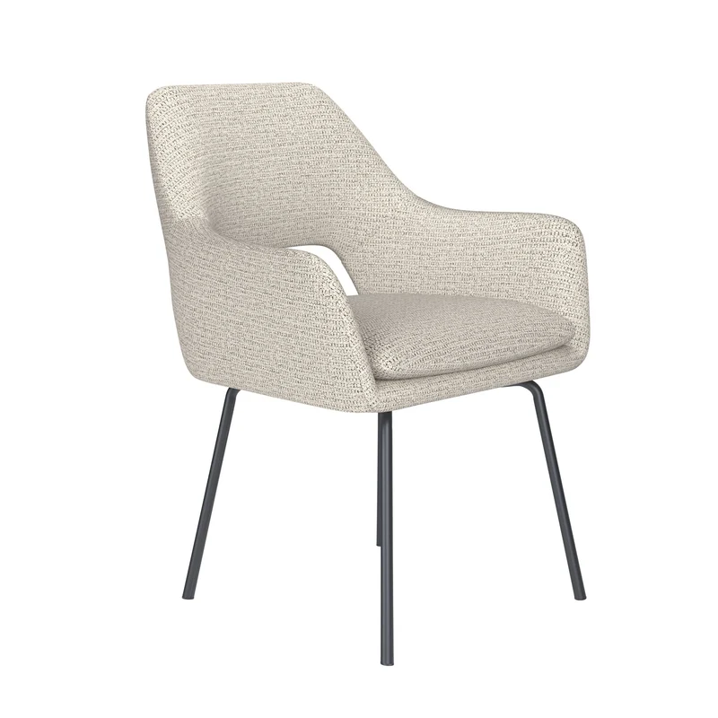 White Label Living Stuhl Mos Off-Weiß 4 Metallbeine – 59 × 59 × 85 cm