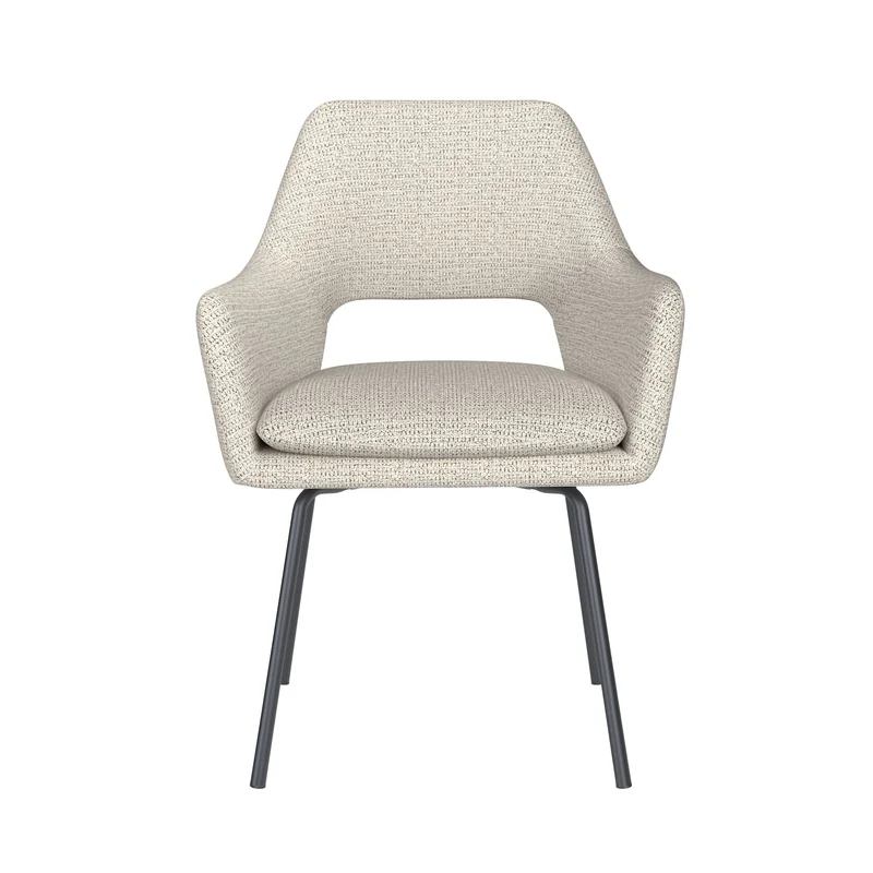 White Label Living Stuhl Mos Off-Weiß 4 Metallbeine – 59 × 59 × 85 cm