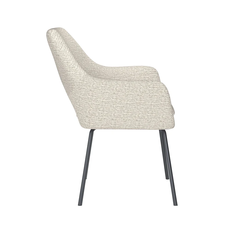 White Label Living Stuhl Mos Off-Weiß 4 Metallbeine – 59 × 59 × 85 cm