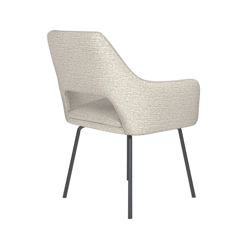 White Label Living Stuhl Mos Off-Weiß 4 Metallbeine – 59 × 59 × 85 cm