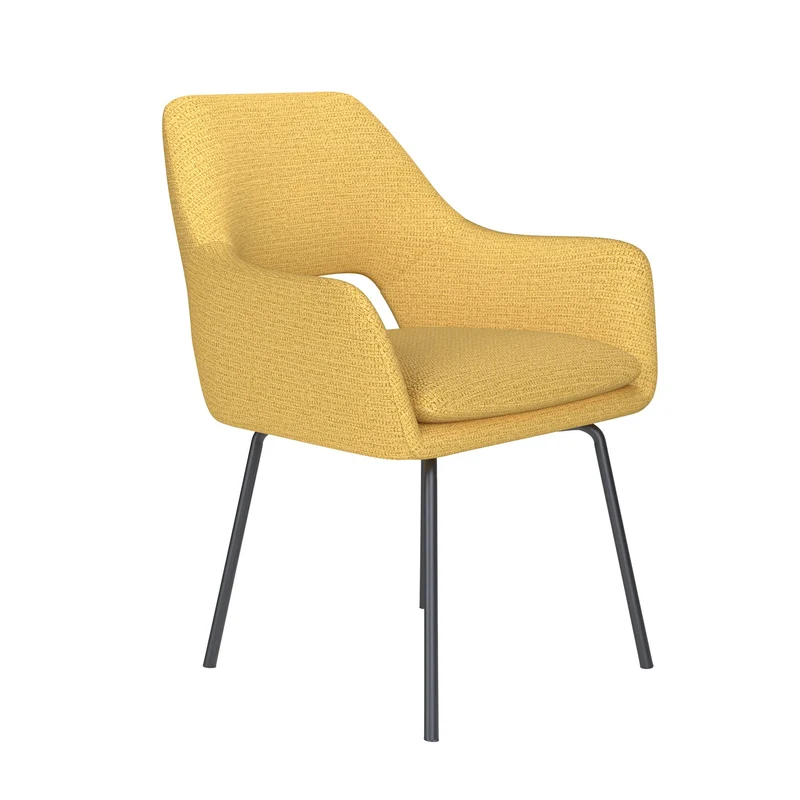 White Label Living Stuhl Mos Ocker 4 Metallbeine – 59 × 59 × 85 cm