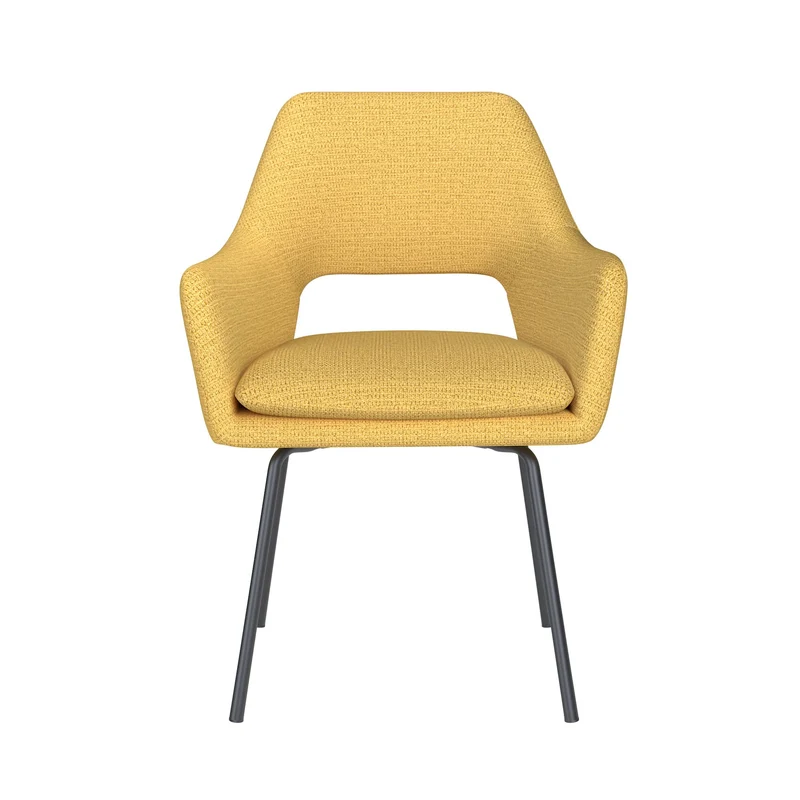 White Label Living Stuhl Mos Ocker 4 Metallbeine – 59 × 59 × 85 cm