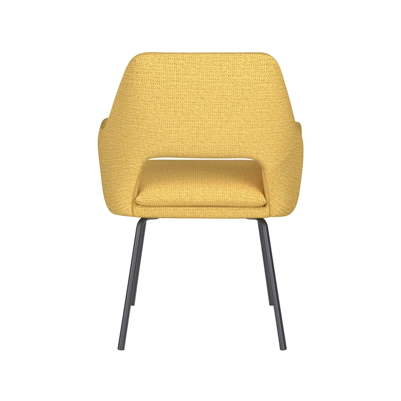 White Label Living Stuhl Mos Ocker 4 Metallbeine – 59 × 59 × 85 cm