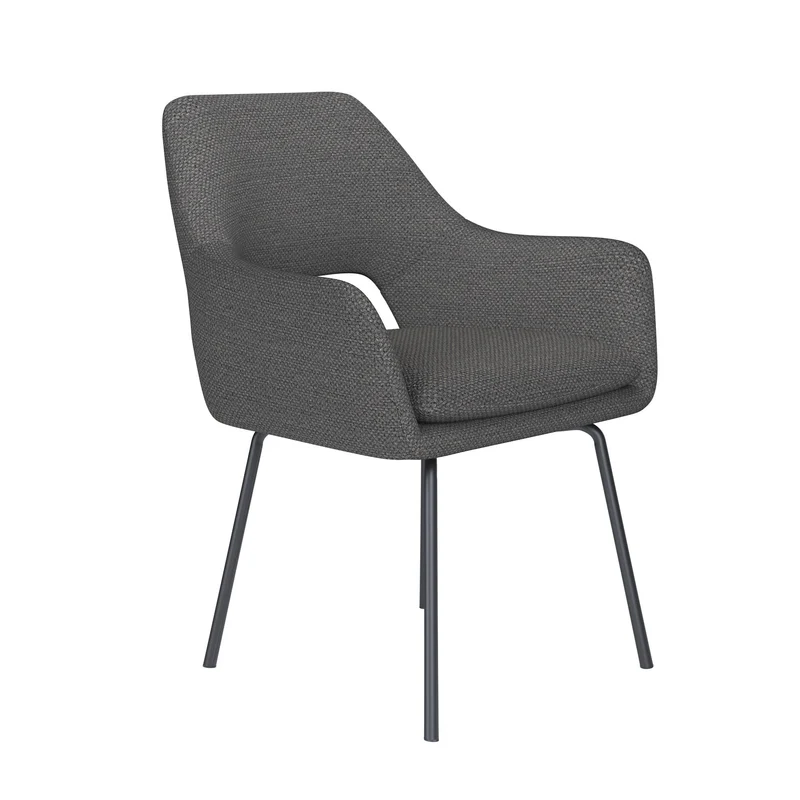 White Label Living Stuhl Mos Grau 4 Metallbeine – 59 × 59 × 85 cm