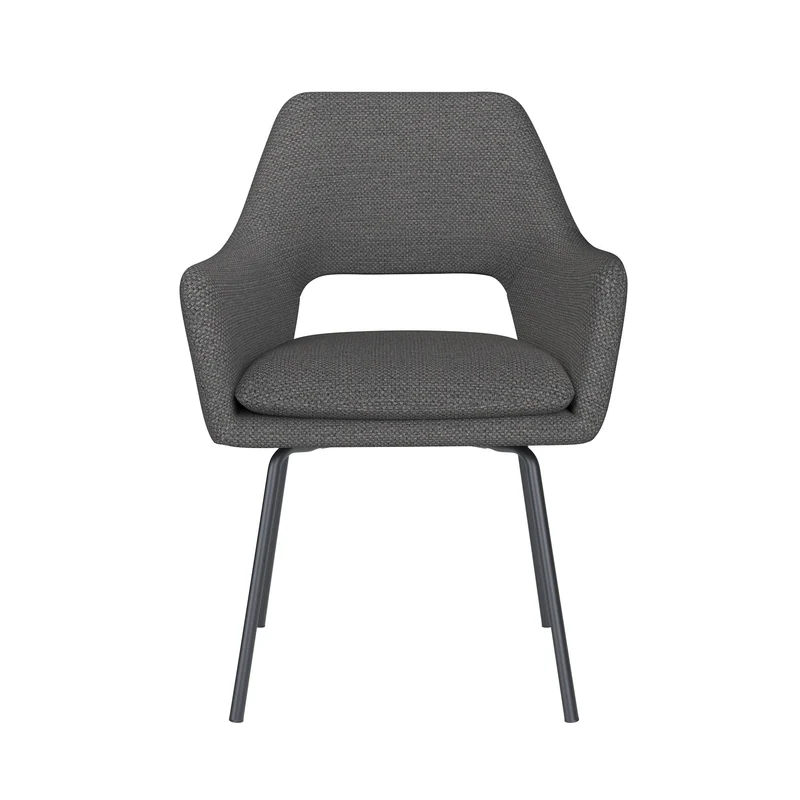 White Label Living Stuhl Mos Grau 4 Metallbeine – 59 × 59 × 85 cm