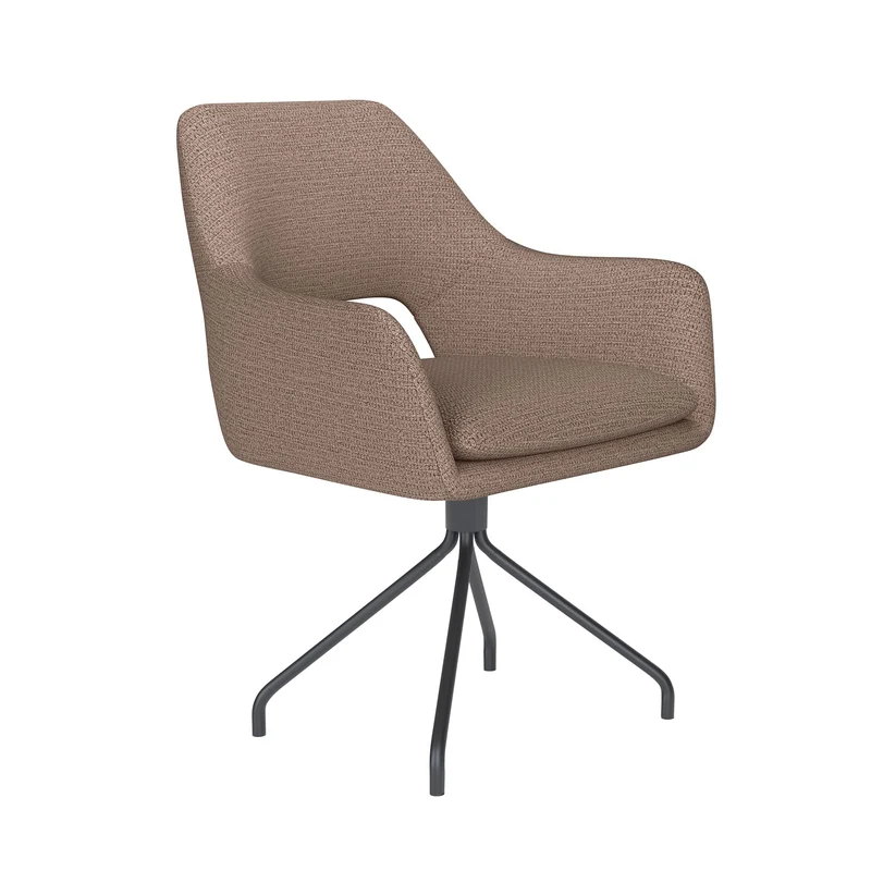 White Label Living Stuhl Mos Taupe Drehgestell – Polyester, 59 × 59 × 85 cm
