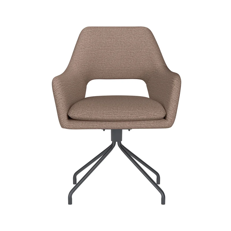 White Label Living Stuhl Mos Taupe Drehgestell – Polyester, 59 × 59 × 85 cm