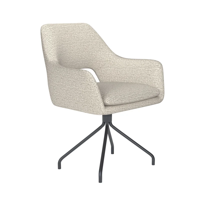 White Label Living Stuhl Mos Off-Weiß Drehgestell – Polyester, 59 × 59 × 85 cm