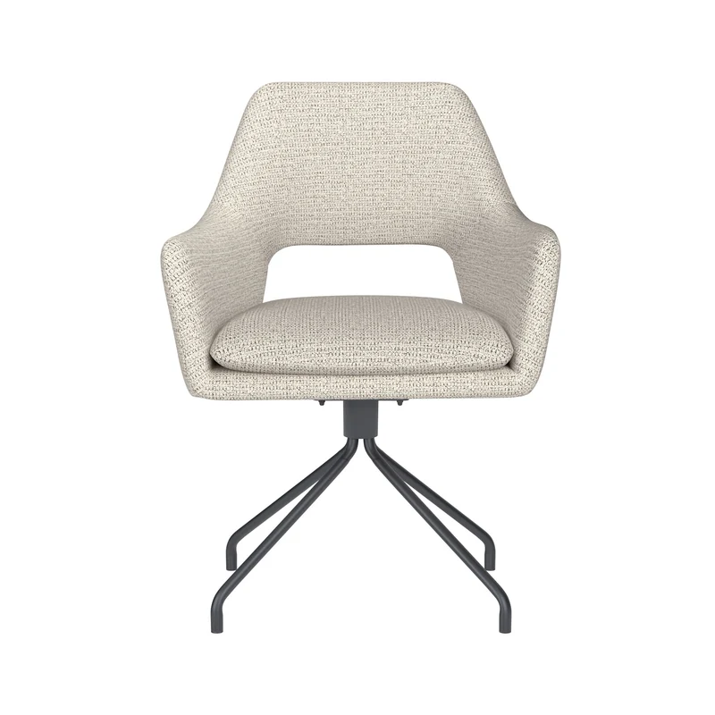 White Label Living Stuhl Mos Off-Weiß Drehgestell – Polyester, 59 × 59 × 85 cm