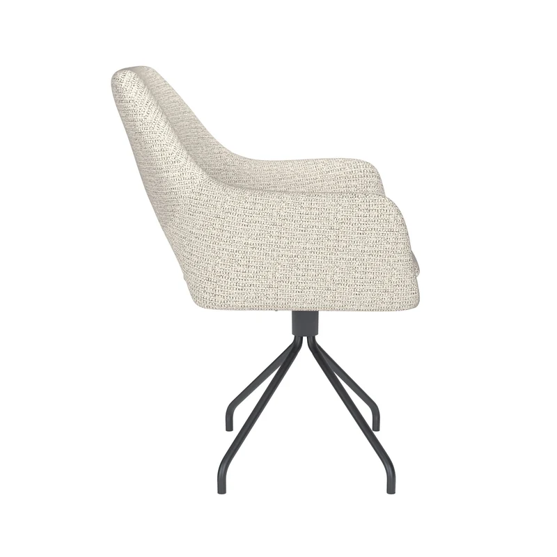 White Label Living Stuhl Mos Off-Weiß Drehgestell – Polyester, 59 × 59 × 85 cm