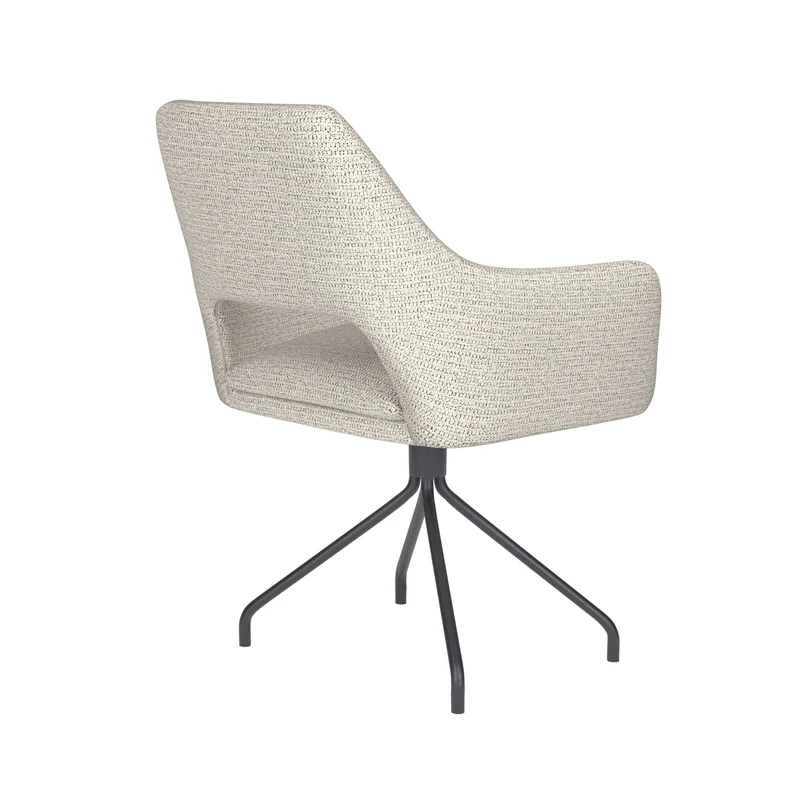 White Label Living Stuhl Mos Off-Weiß Drehgestell – Polyester, 59 × 59 × 85 cm
