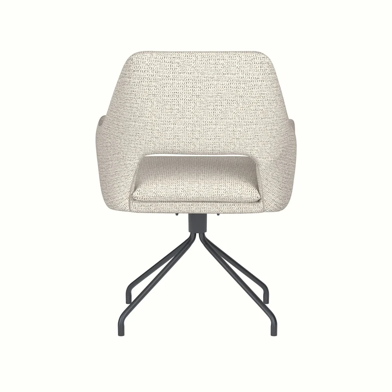 White Label Living Stuhl Mos Off-Weiß Drehgestell – Polyester, 59 × 59 × 85 cm