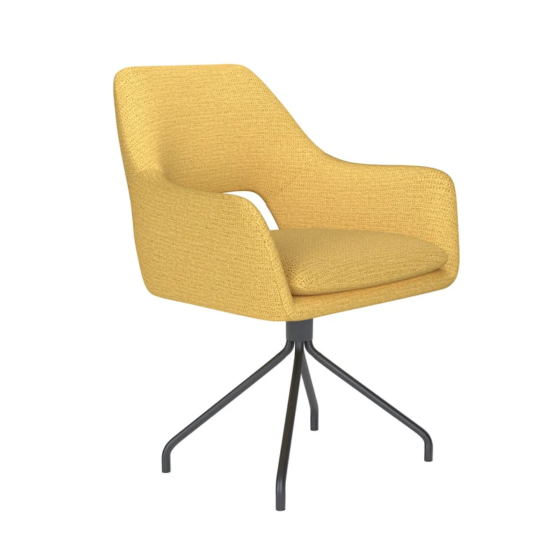 White Label Living Stuhl Mos Ocker Drehgestell – Polyester, 59 × 59 × 85 cm