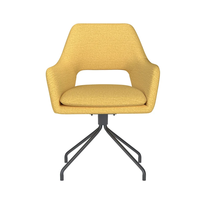 White Label Living Stuhl Mos Ocker Drehgestell – Polyester, 59 × 59 × 85 cm