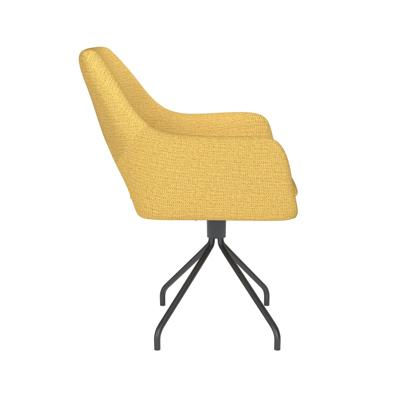 White Label Living Stuhl Mos Ocker Drehgestell – Polyester, 59 × 59 × 85 cm