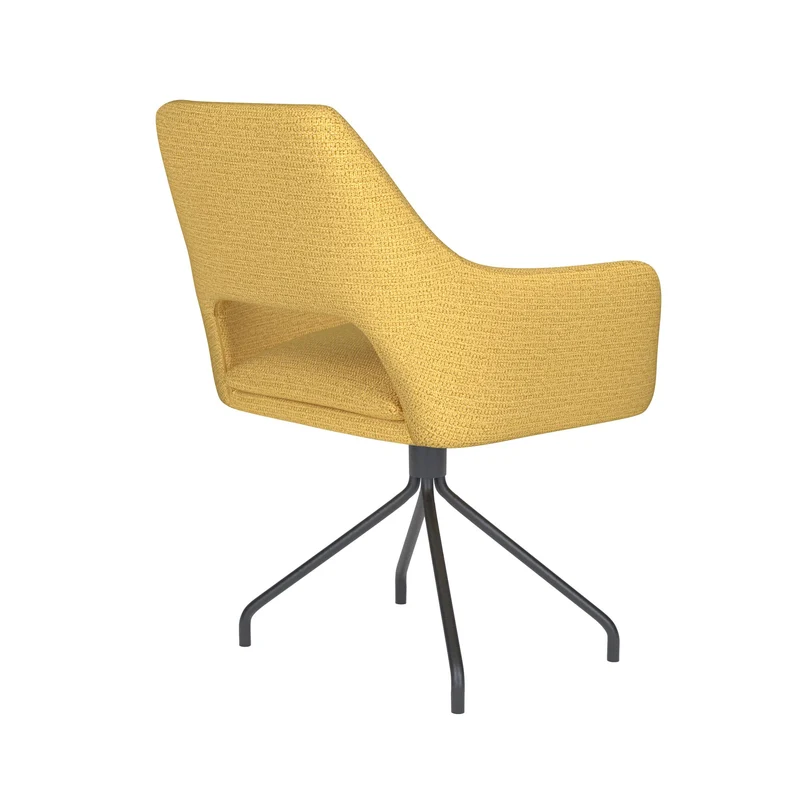 White Label Living Stuhl Mos Ocker Drehgestell – Polyester, 59 × 59 × 85 cm