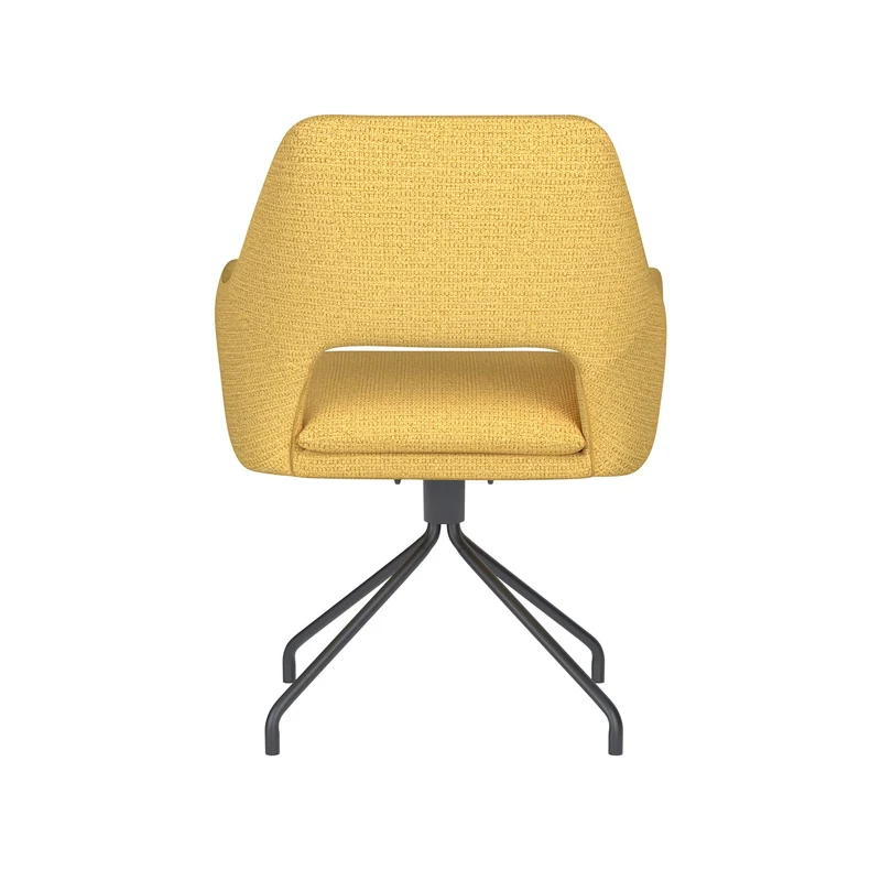 White Label Living Stuhl Mos Ocker Drehgestell – Polyester, 59 × 59 × 85 cm