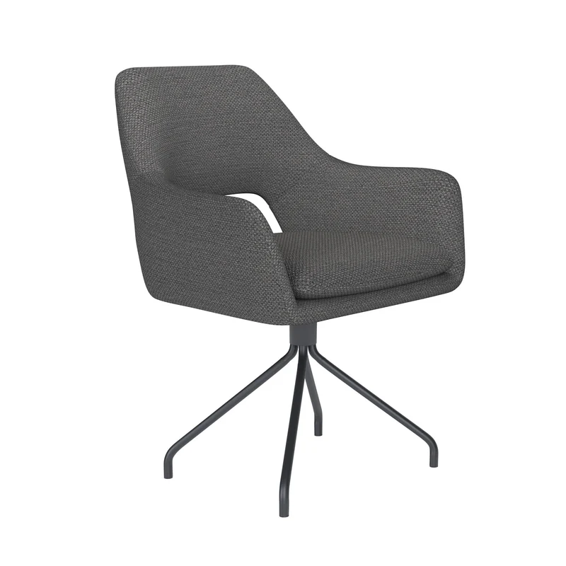 White Label Living Stuhl Mos Grau Drehgestell – Polyester, 59 × 59 × 85 cm