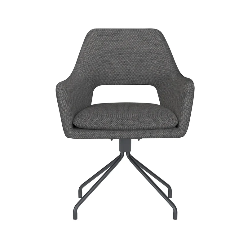 White Label Living Stuhl Mos Grau Drehgestell – Polyester, 59 × 59 × 85 cm