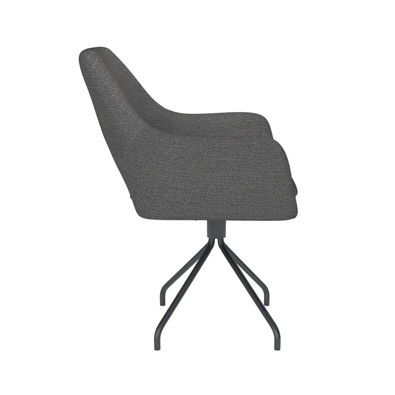 White Label Living Stuhl Mos Grau Drehgestell – Polyester, 59 × 59 × 85 cm