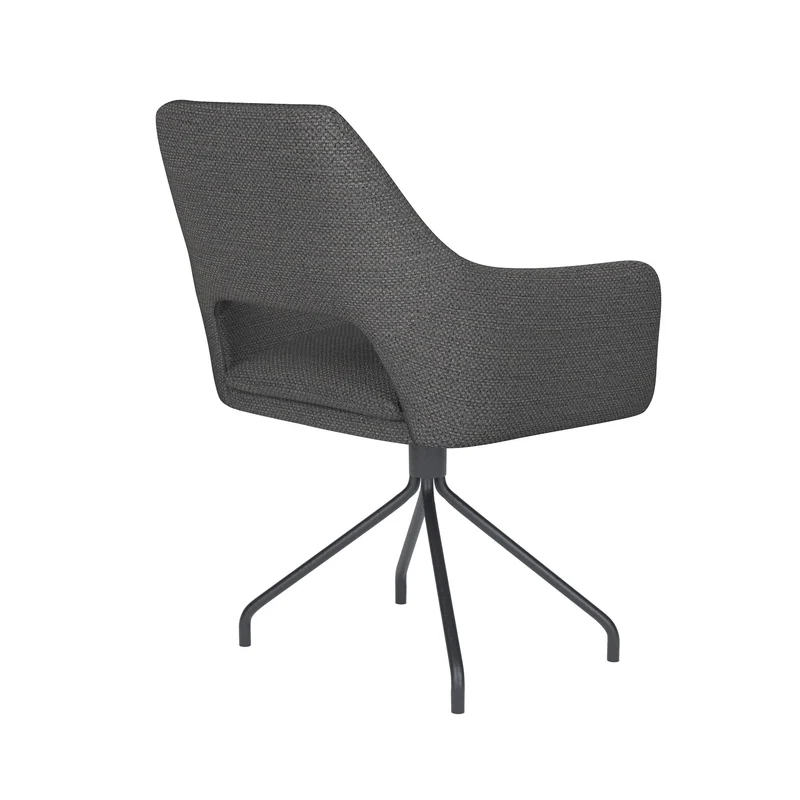 White Label Living Stuhl Mos Grau Drehgestell – Polyester, 59 × 59 × 85 cm