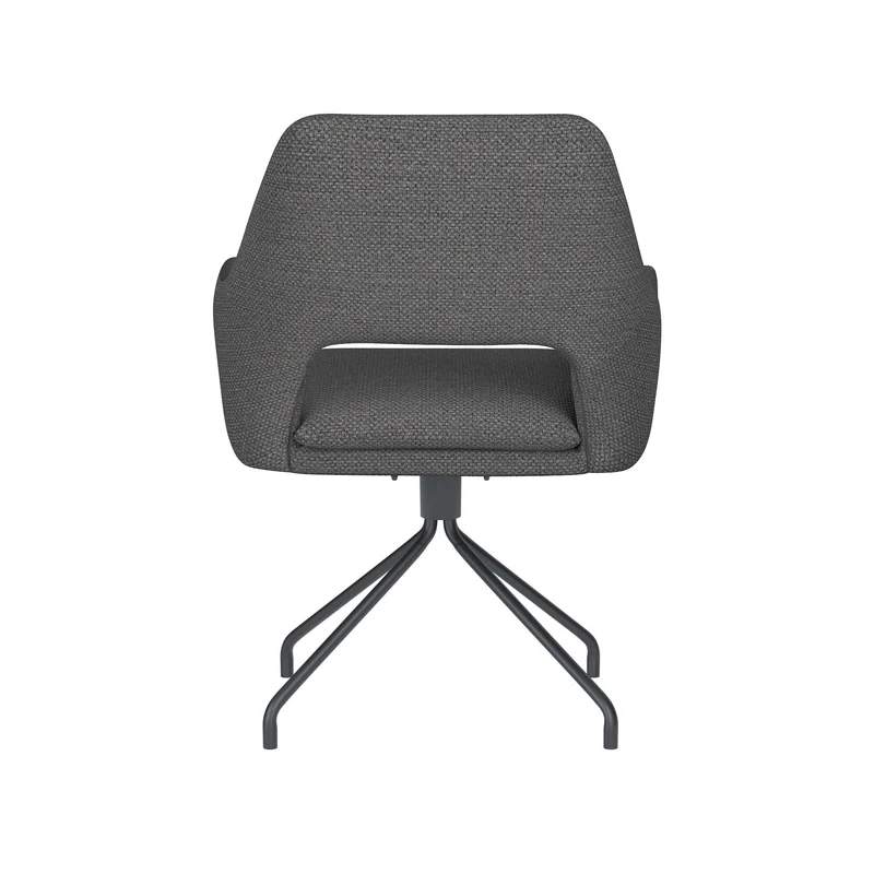 White Label Living Stuhl Mos Grau Drehgestell – Polyester, 59 × 59 × 85 cm