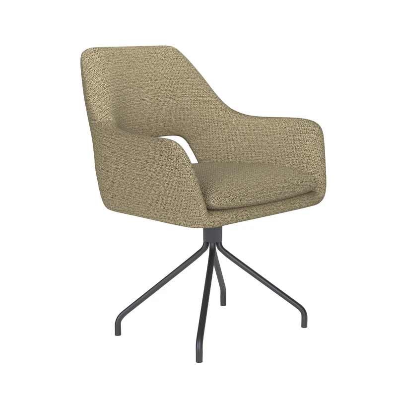 White Label Living Stuhl Mos Grün Drehgestell – Polyester, 59 × 59 × 85 cm
