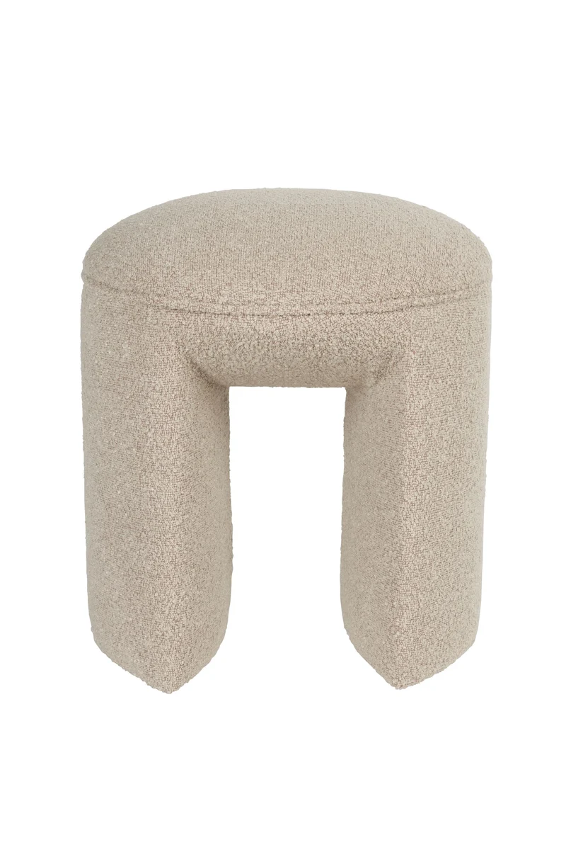 White Label Living Hocker Noxx – Beige, Polyester, 42 × 42 × 46 cm