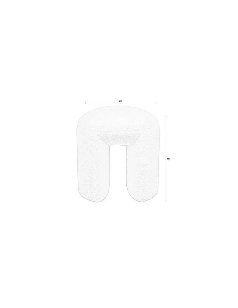 White Label Living Hocker Noxx – Beige, Polyester, 42 × 42 × 46 cm