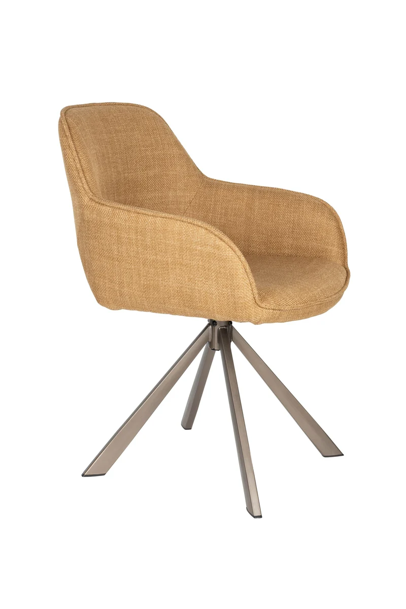 White Label Living Stuhl Toye – Ocker, Polyester, 68 × 45 × 85 cm, 2er-Set