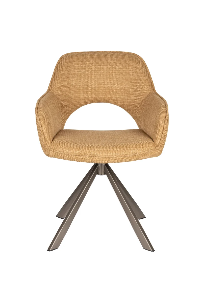 White Label Living Stuhl Toye – Ocker, Polyester, 68 × 45 × 85 cm, 2er-Set