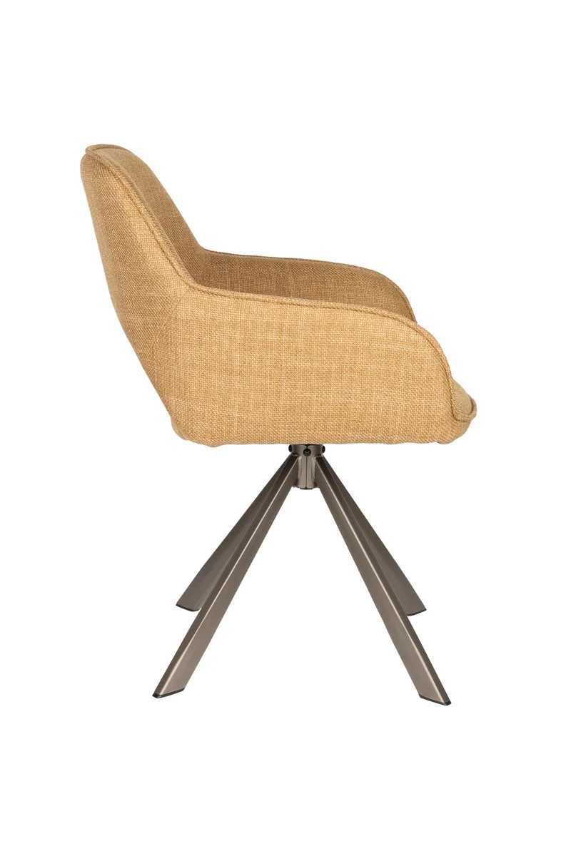 White Label Living Stuhl Toye – Ocker, Polyester, 68 × 45 × 85 cm, 2er-Set