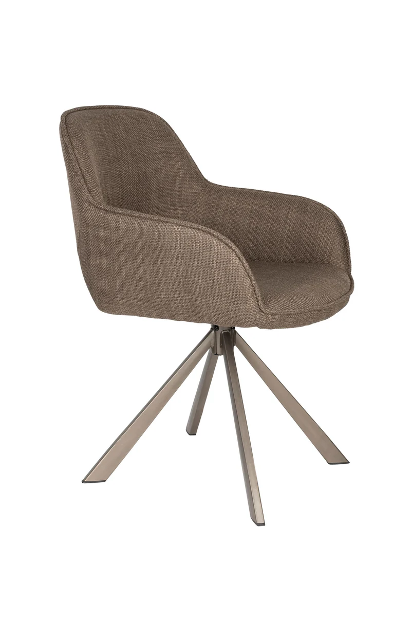 White Label Living Stuhl Toye – Braun, Polyester, 68 × 61 × 85 cm, 2er-Set
