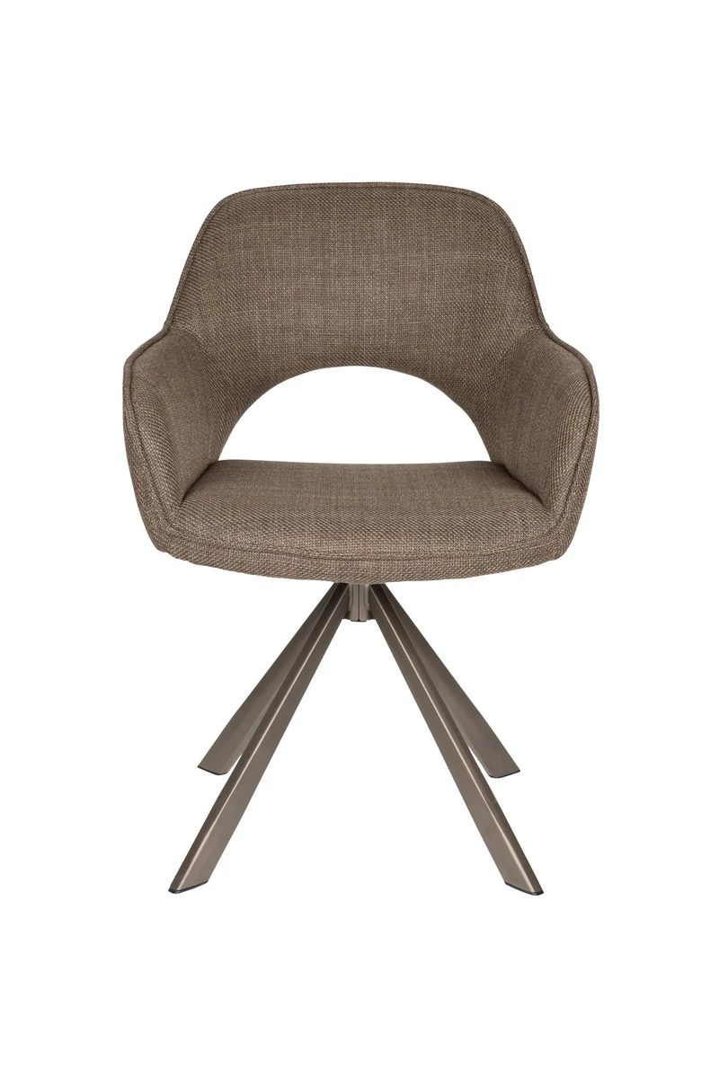 White Label Living Stuhl Toye – Braun, Polyester, 68 × 61 × 85 cm, 2er-Set