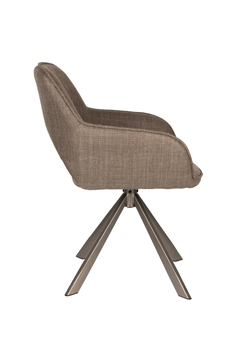 White Label Living Stuhl Toye – Braun, Polyester, 68 × 61 × 85 cm, 2er-Set
