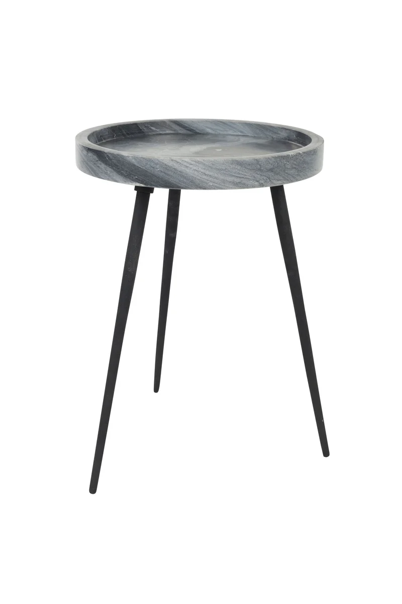 White Label Living Beistelltisch Karrara – Grau, Marmor, 33 × 33 × 45 cm