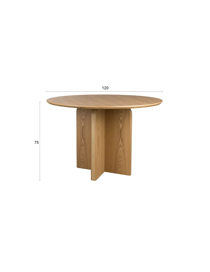 White Label Living Esstisch Laurent – Natur, MDF, 120 × 120 × 75 cm