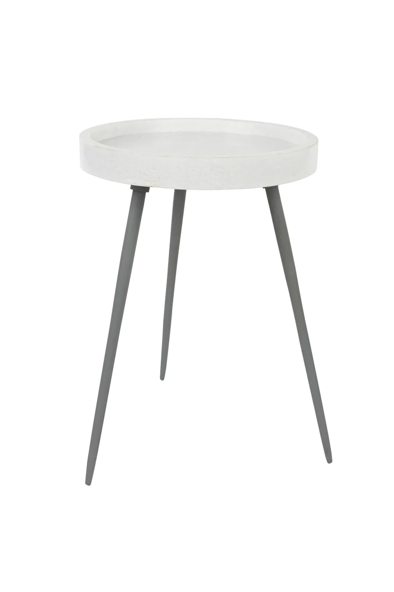 White Label Living Beistelltisch Karrara – Weiß, Marmor, 33 × 33 × 45 cm